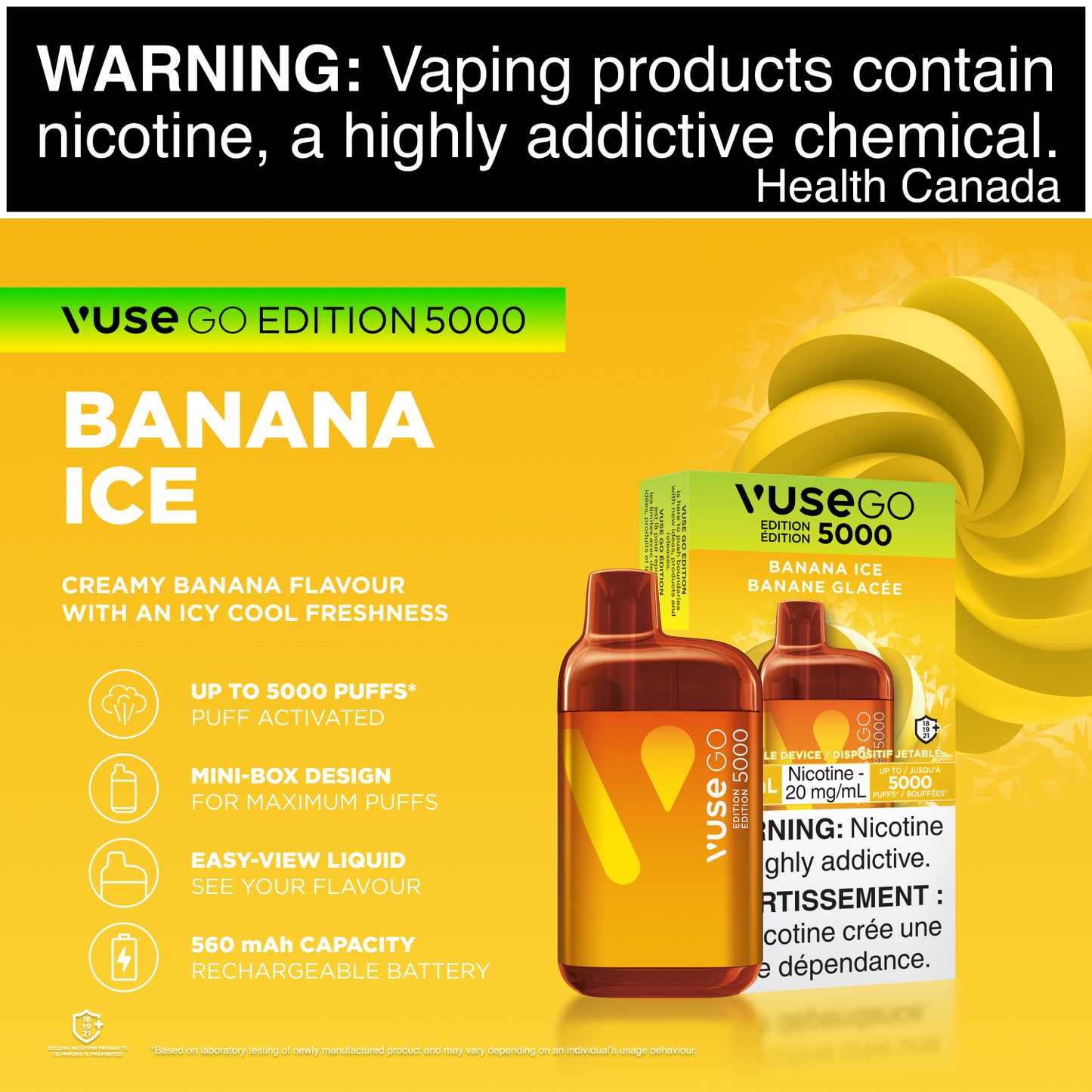Vuse Go 5000 Edition - Glace à la banane, 5000 bouffées