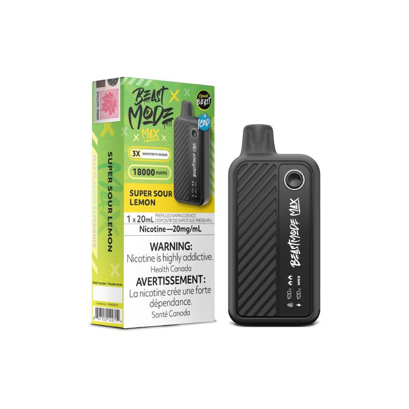 Flavour Beast - Beast Mode Max 18K Disposable: Super Sour Lemon, 20ML Vapeluv Online Flavour Beast - Beast Mode Max 18K Disposable: Super Sour Lemon, 20ML Vapeluv Online