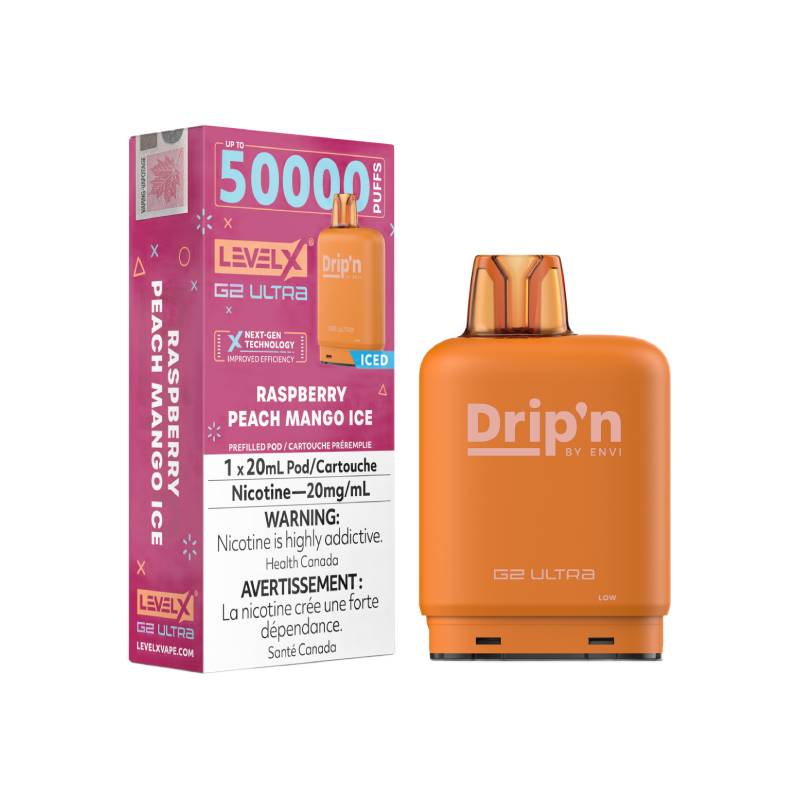 Drip'n Level X G2 Ultra 50K Pod - Raspberry Peach Mango Ice