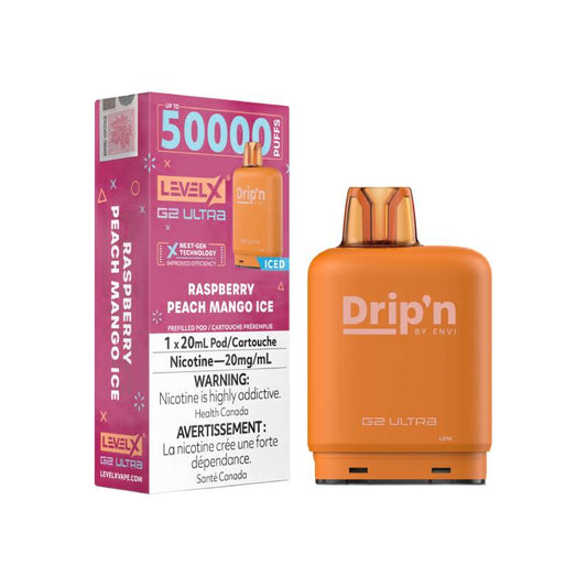 Drip'n Level X G2 Ultra 50K Pod - Raspberry Peach Mango Ice