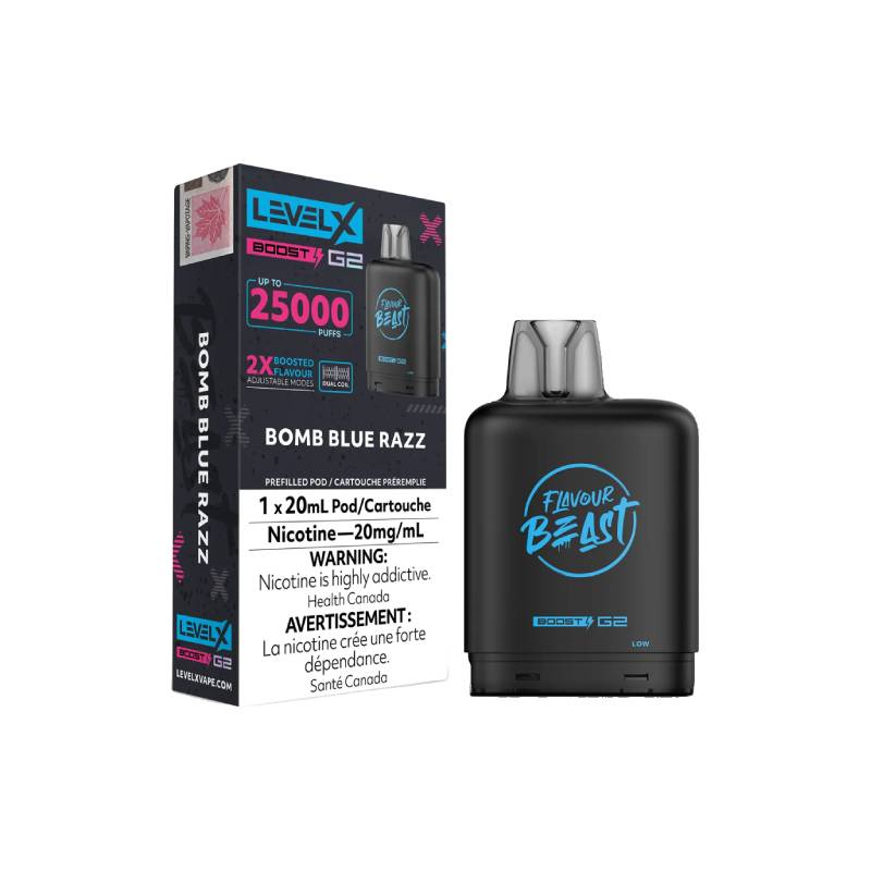 Level X Boost Flavour Beast G2 Pods - Bomb Blue Razz, 25K Puffs