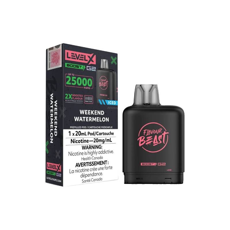 Gousses Beast G2 Saveur Boost Level X - Pastèque glacée du week-end, 25 000 bouffées