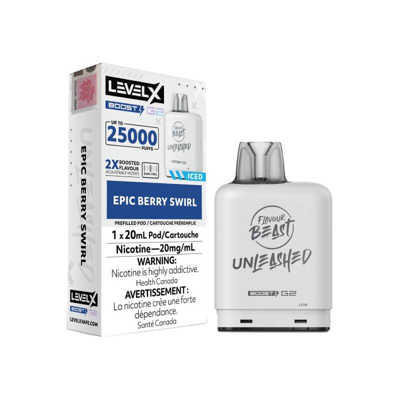Level X Boost Flavour Beast Unleashed G2 Pods - Epic Berry Swirl, 25K Puffs