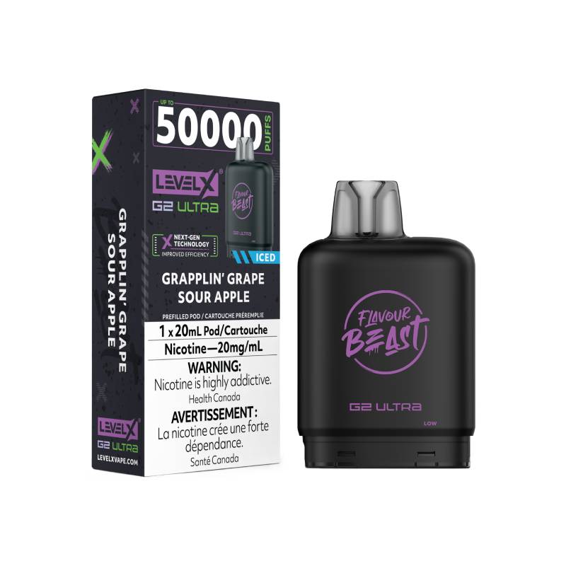 Flavour Beast Level X G2 Ultra Pod 50K - Grapplin’ Grape Sour Apple Iced