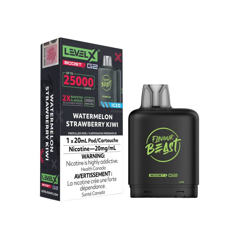 Level X Boost Flavour Beast G2 Pods - Watermelon Strawberry Kiwi, 25K Puffs