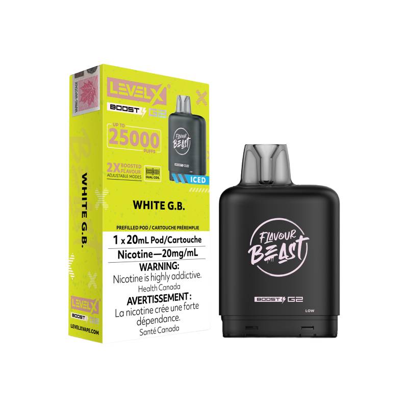 Level X Boost Flavour Beast G2 Pods - White GB, 25K Puffs