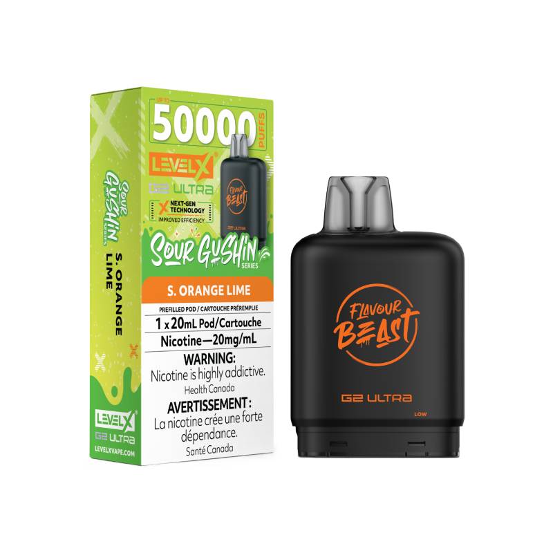 Flavour Beast Level X G2 Ultra Pod 50K - Sour Gushin’ Orange Lime