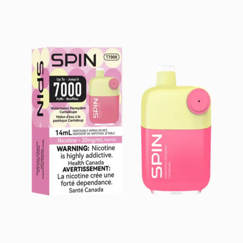 cantaloupe disposable vape Spin T7000 Watermelon Honeydew Cantaloupe Disposable Vape (7000 Puffs) – Vapeluv Online