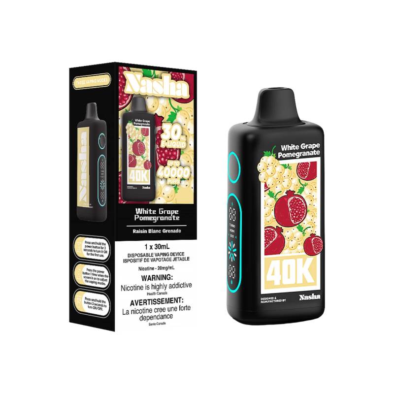 Nasha 40k Disposable Vape - White Grape Pomegranate Vapeluv Online Nasha 40k Disposable Vape - White Grape Pomegranate Vapeluv Online