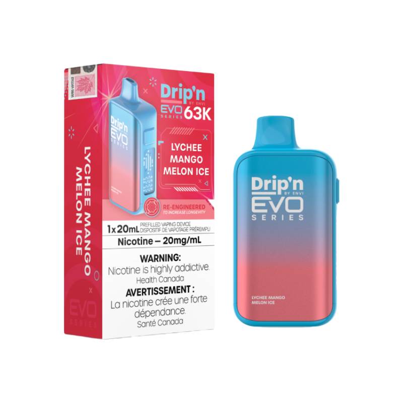 Drip'n by Envi EVO 63K Disposable Vape - Lychee Mango Melon Ice Flavour