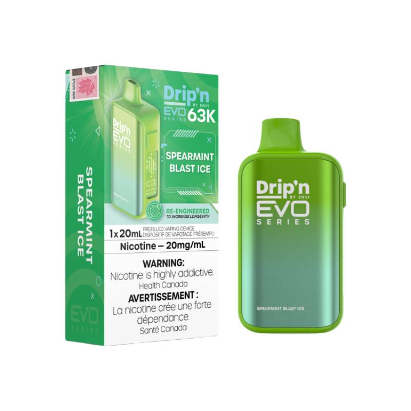 Drip'n by Envi EVO 63K Disposable Vape - Spearmint Blast Ice Flavour