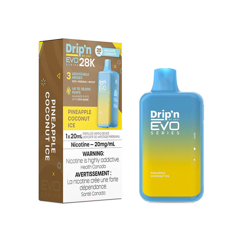 Envi Drip'n Evo 28K Vape jetable - Ananas et noix de coco, 20 ml