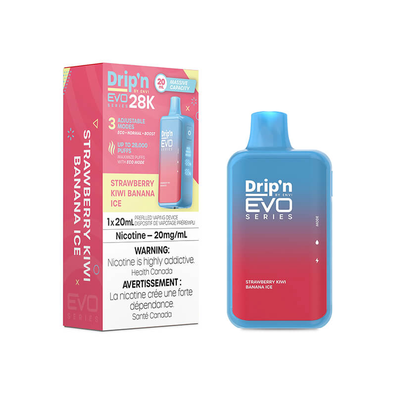 Envi Drip'n Evo 28K Vape jetable - Fraise Kiwi Banane Glace, 20ML