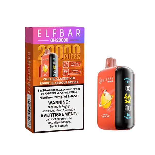 Barre Elf GH20000 - Rouge classique réfrigérée 20 000 bouffées