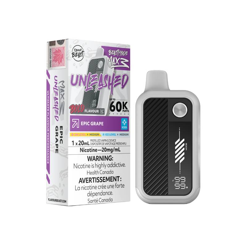Flavour Beast Beast Mode Max 3 Unleashed 60K Disposable Vape Epic Grape 20mg with extra icy grape flavour