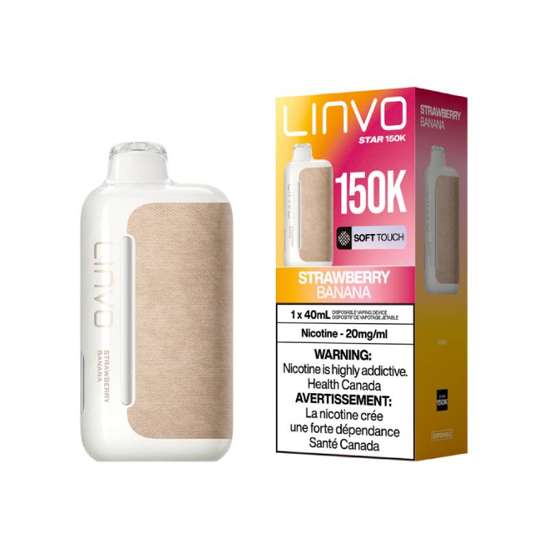 LINVO Star 150K Strawberry Banana disposable vape with retail packaging