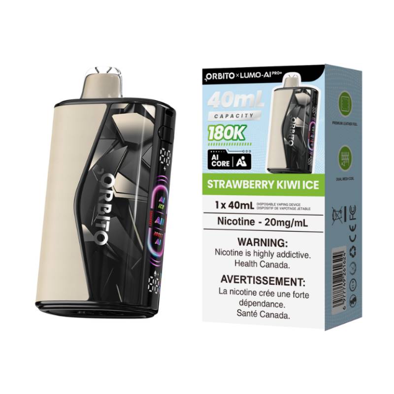 Orbito Lumo AI Pro+ 180K Strawberry Kiwi Ice disposable vape with retail packaging