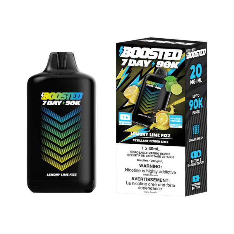 Boosted 7Day 90K Disposable Vape Lemony Lime Fizz 90000 Puffs