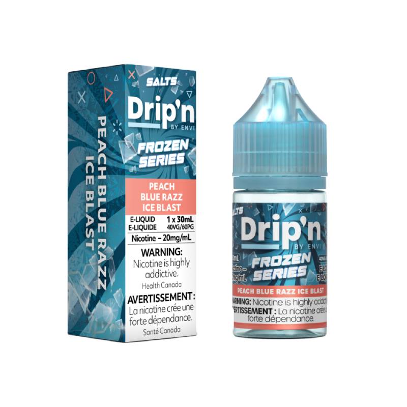 Drip'n Frozen Series 20mg Salt Nicotine Vape Juice 30mL Bottle Peach Blue Razz Ice