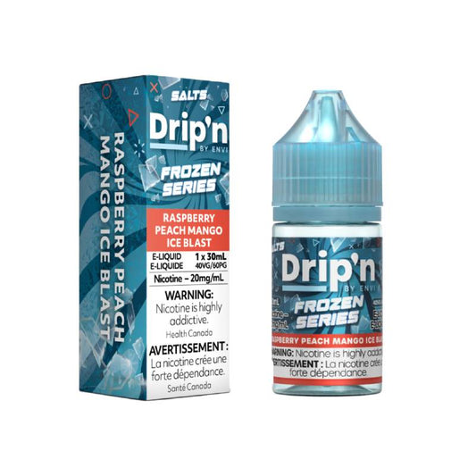 Drip'n Frozen Series 20mg Salt Nicotine Vape Juice 30mL Bottle Raspberry Peach Mango Ice