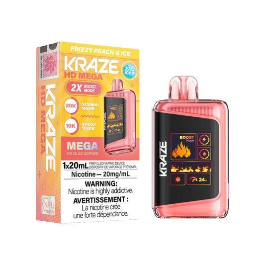 Kraze HD Mega Disposable Vape - Frizzy Peach G, 20000 Puffs