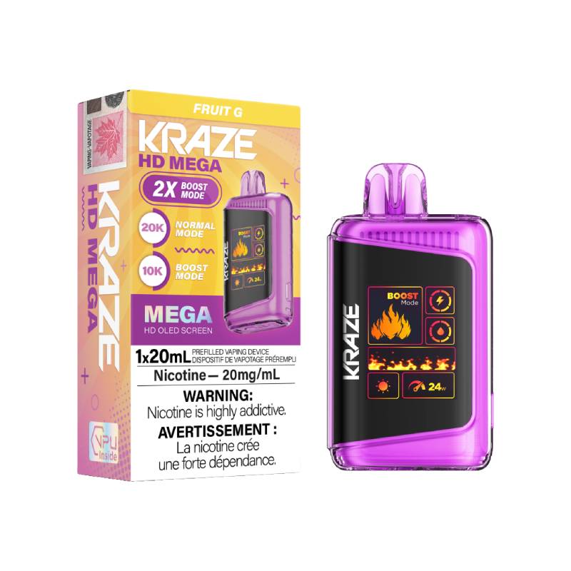 Kraze HD Mega Disposable Vape - Fruit G, 20000 Puffs