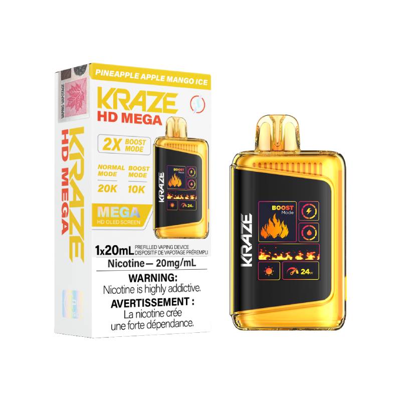 Kraze HD Mega Disposable Vape - Pineapple Apple Mango, 20000 Puffs