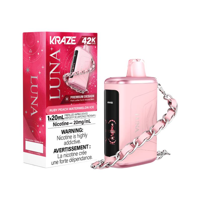 Kraze Luna 42K Ruby Peach Watermelon Ice Disposable Vape