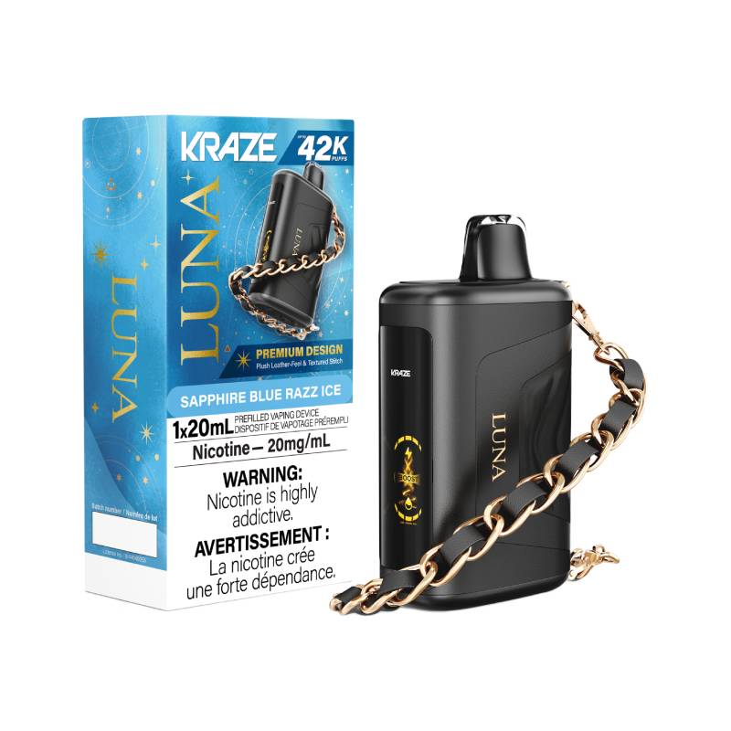 Kraze Luna 42K Sapphire Blue Razz Ice Disposable Vape