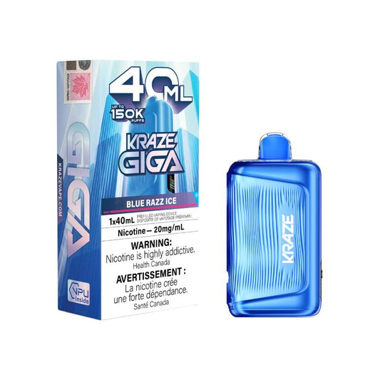 Kraze Giga 150K -  Blue Razz Ice Disposable Vape