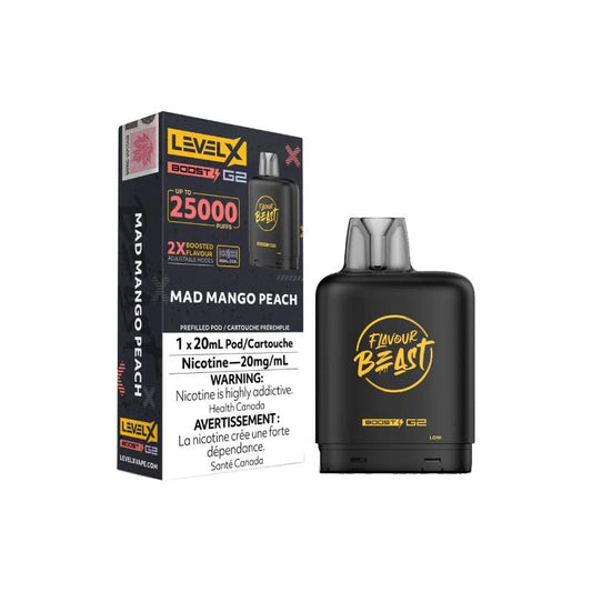 Level X Boost Flavour Beast G2 Pods - Mad Mango Peach, 25K Puffs