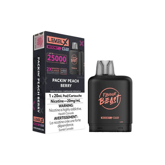 Level X Boost Flavour Beast G2 Pods - Packin' Peach Berry, 25K Puffs