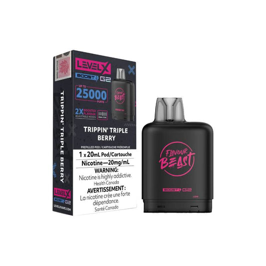 Level X Boost Flavour Beast G2 Pods - Trippin' Triple Berry, 25K Puffs