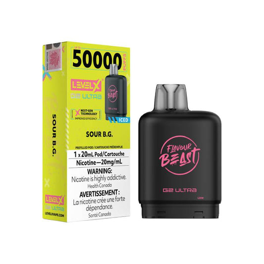 Level X Flavour Beast G2 Ultra Pod 50K - Sour B.G. Iced