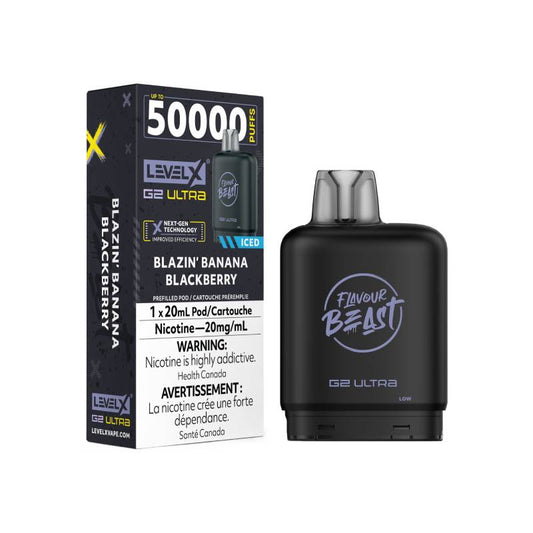 Flavour Beast Level X G2 Ultra Pod 50K - Blazin’ Banana Blackberry Iced