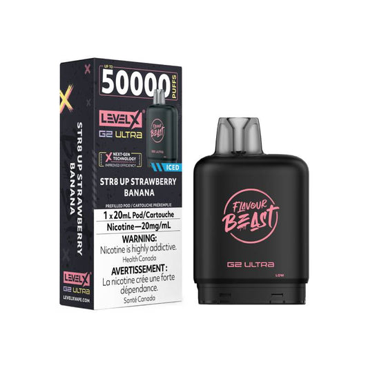 Flavour Beast Level X G2 Ultra Pod 50K - STR8 UP Strawberry Banana Iced