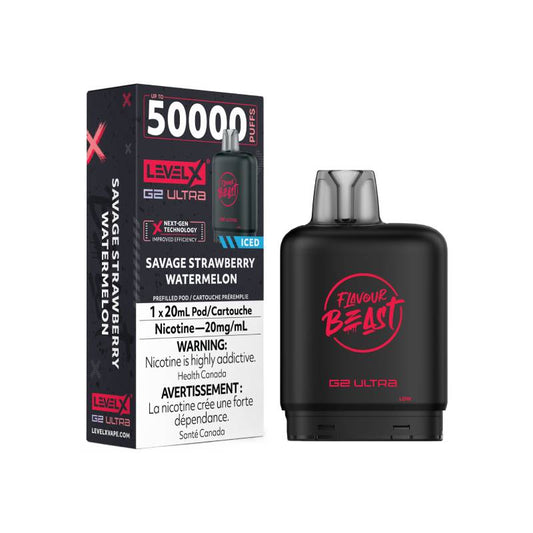Flavour Beast Level X G2 Ultra Pod 50K - Savage Strawberry Watermelon Iced
