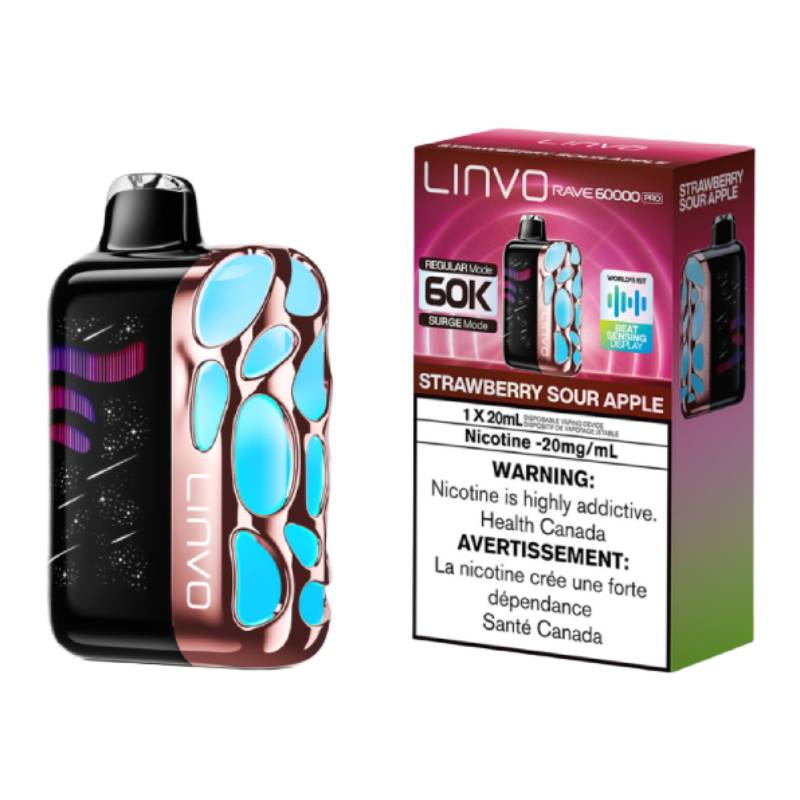 Linvo Rave 60k Pro Disposable Vape Strawberry Sour Apple