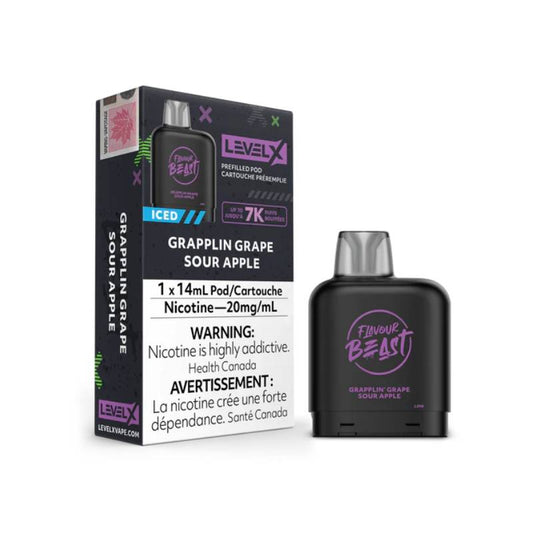 Level X Grapplin Grape Sour Apple Iced Flavour Beast Pods