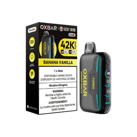 OxBar G42K - Vape jetable à la banane et à la vanille