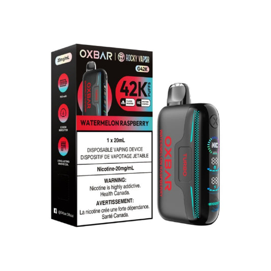 OxBar G42K - Vape jetable à la pastèque et à la framboise