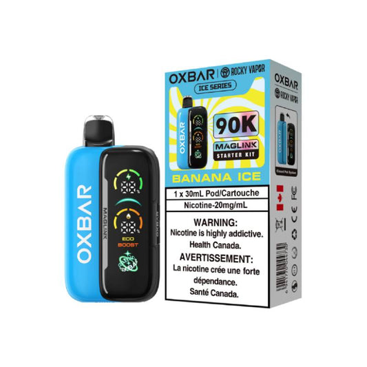 Oxbar Maglink 90K Starter Vape Kit Banana Ice flavour device with rechargeable battery and pod system