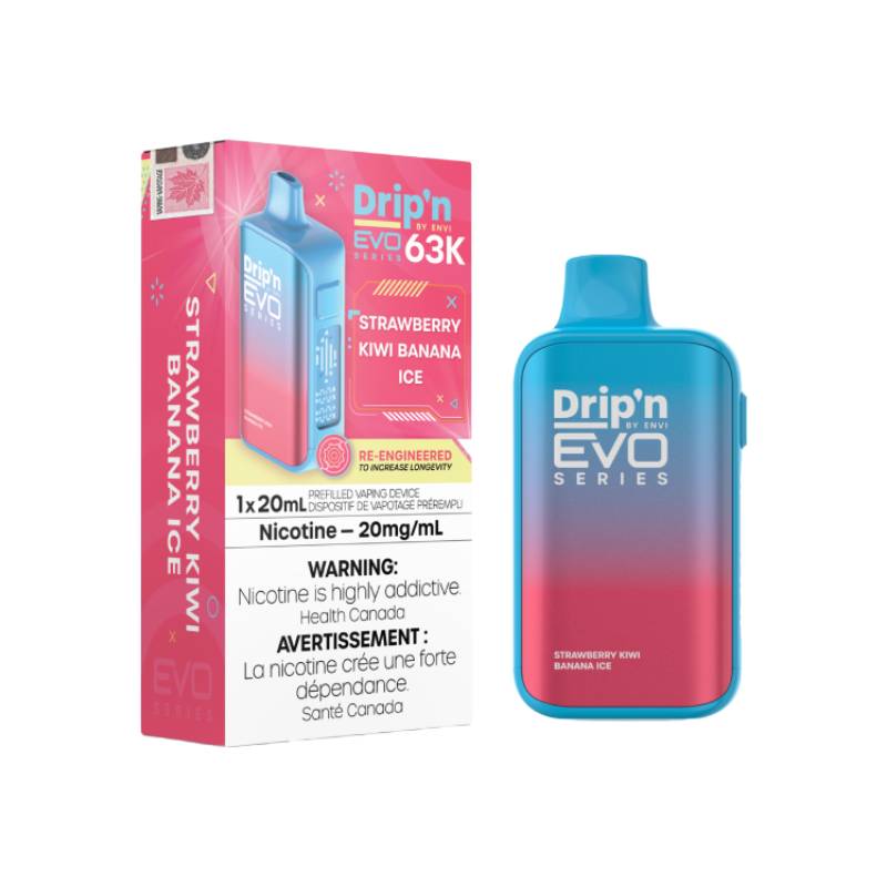 Drip'n by Envi EVO 63K Disposable Vape - Strawberry Kiwi Banana Ice Flavour