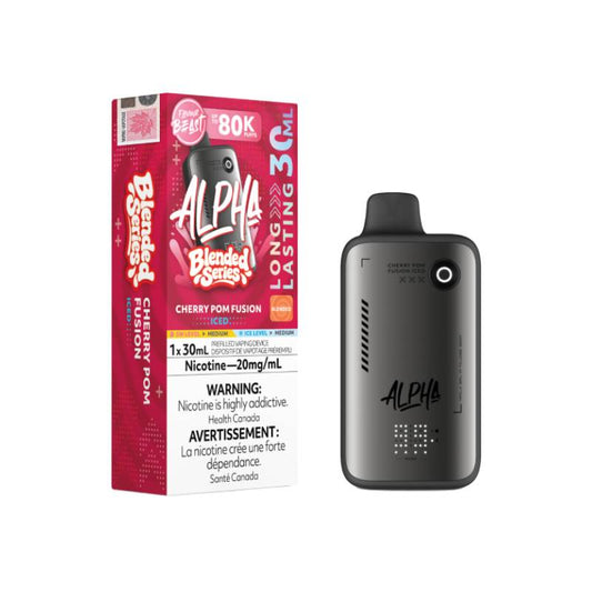 Flavour Beast Alpha 80K disposable vape Cherry Pom Fusion flavour 30mL 20mg nicotine device and packaging