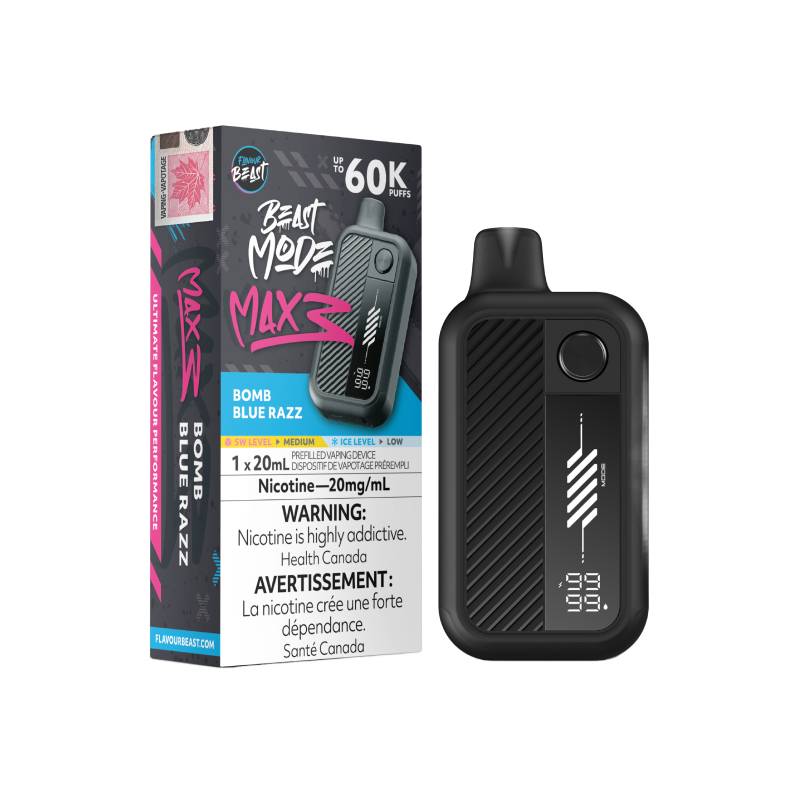 Flavour Beast Beast Mode Max 3 60K Disposable Vape Bomb Blue Razz 20mg with sweet blue raspberry flavour