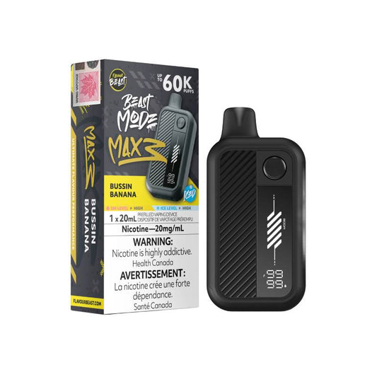 Flavour Beast Beast Mode Max 3 60K Disposable Vape Bussin Banana 20mg with creamy banana flavour