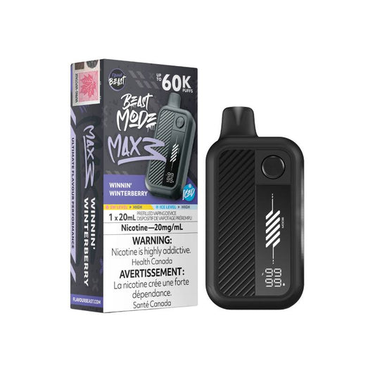 Flavour Beast Beast Mode Max 3 60K Disposable Vape Winnin Winterberry 20mg with cool mixed berry flavour