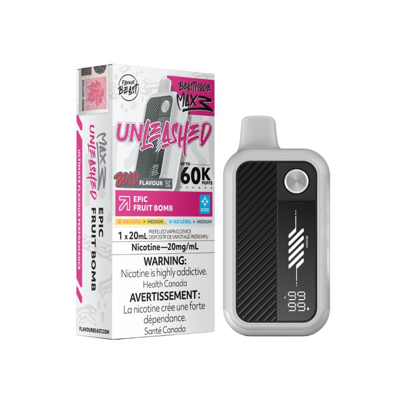 Flavour Beast Beast Mode Max 3 Unleashed 60K Disposable Vape Epic Fruit Bomb 20mg with intense mixed fruit ice flavour