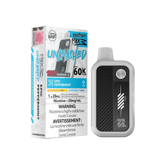 Flavour Beast Beast Mode Max 3 Unleashed 60K Disposable Vape Epic Peppermint 20mg with strong icy peppermint flavour