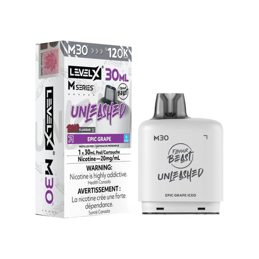 Level X M Series M30 120K Flavour Beast Epic Grape prefilled vape pod with retail packaging